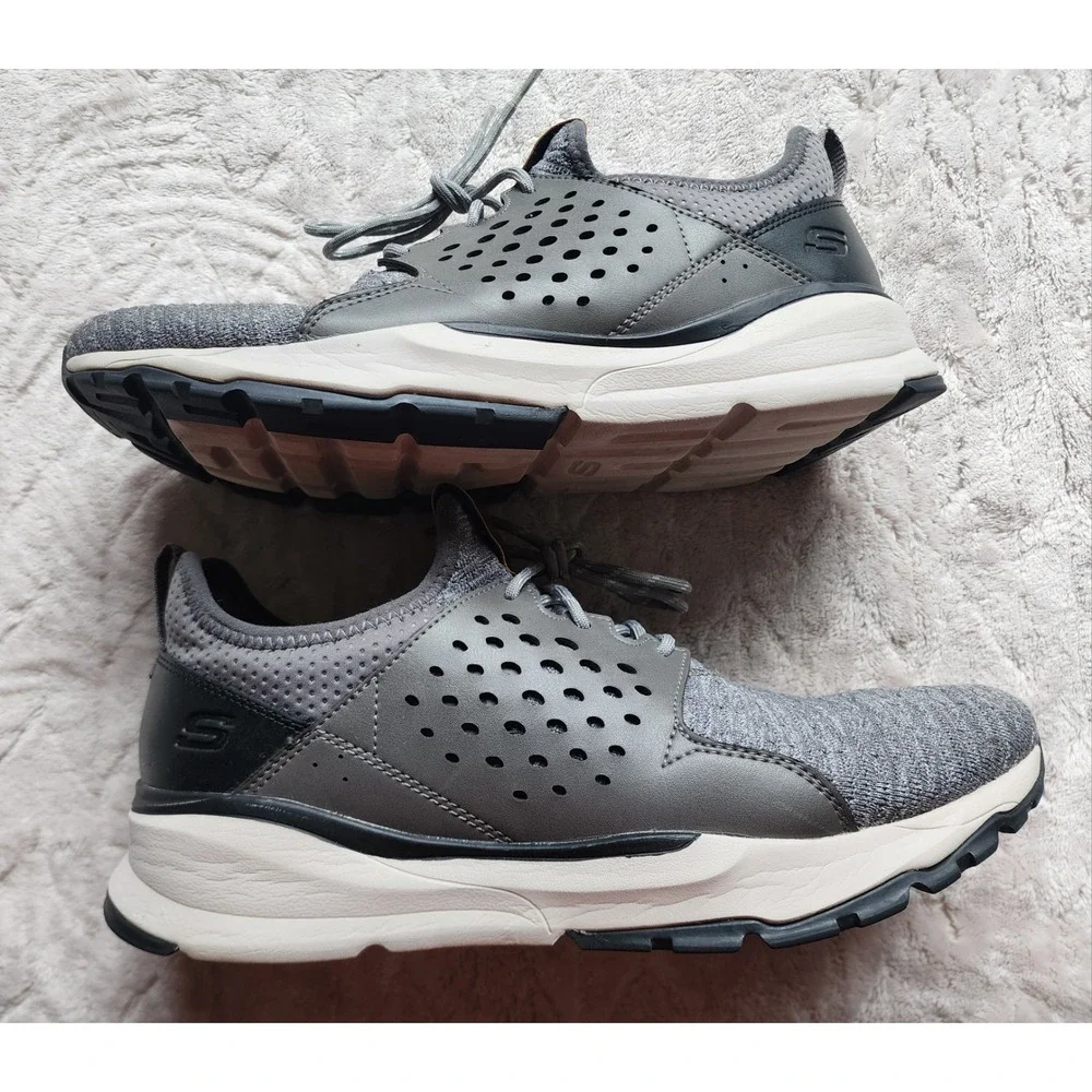 Skechers Relven-Velton Wide Fit Memory Foam Mens Grey Sneakers 11.5 65539